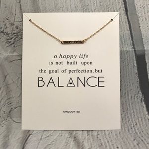 Balance Bar Textured Dainty Pendant Necklace